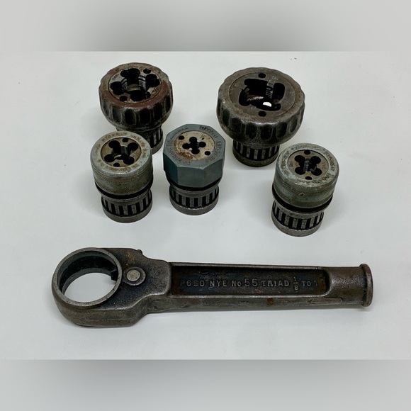 NYE Machine Works Chicago P650 No. 55 Triad 1/8-1 Vtg Pipe Threading Tool Set - Picture 13 of 13